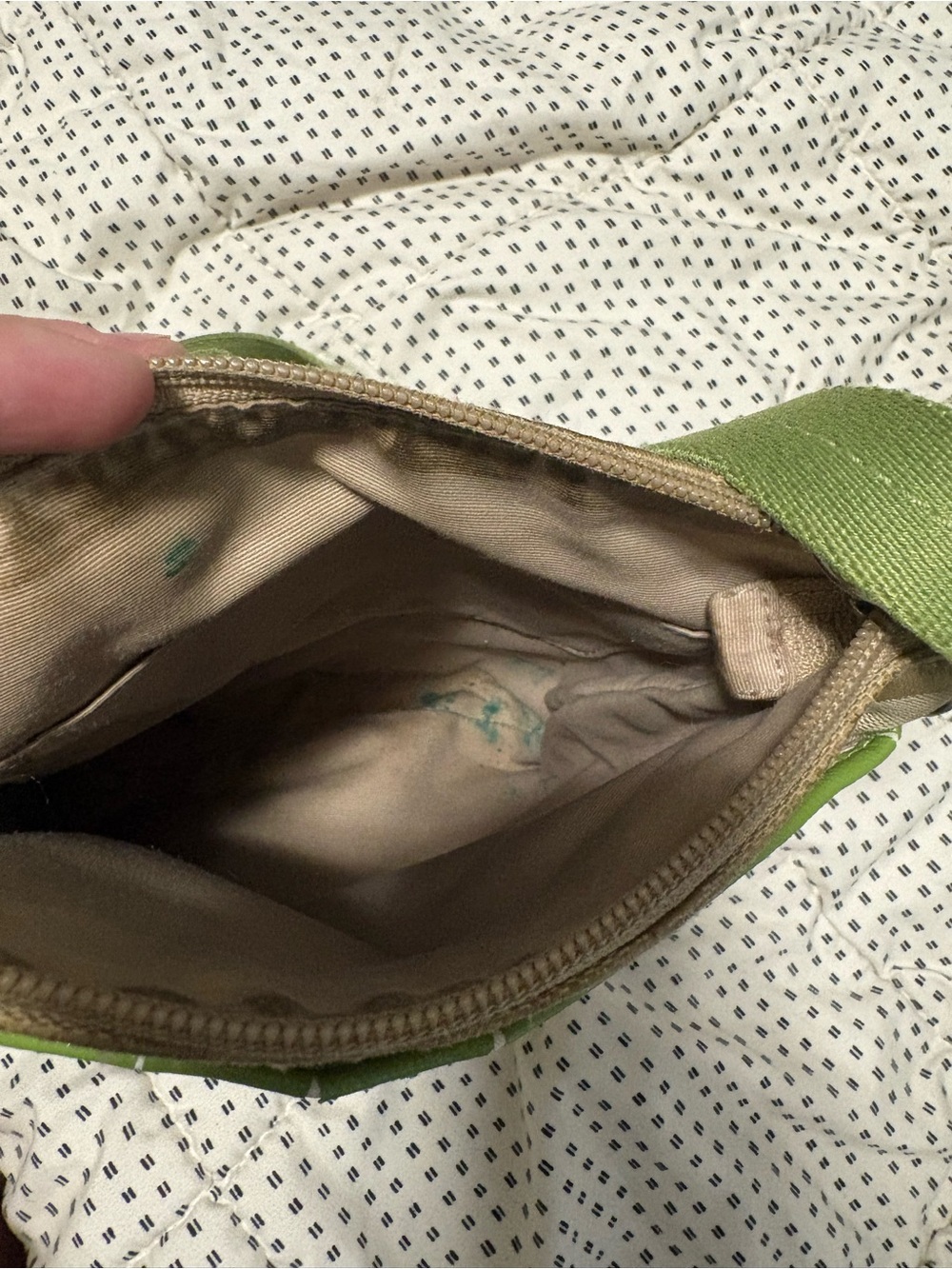 Canvas Crossbody Bag in Green and Tan - Picture 5 of 5